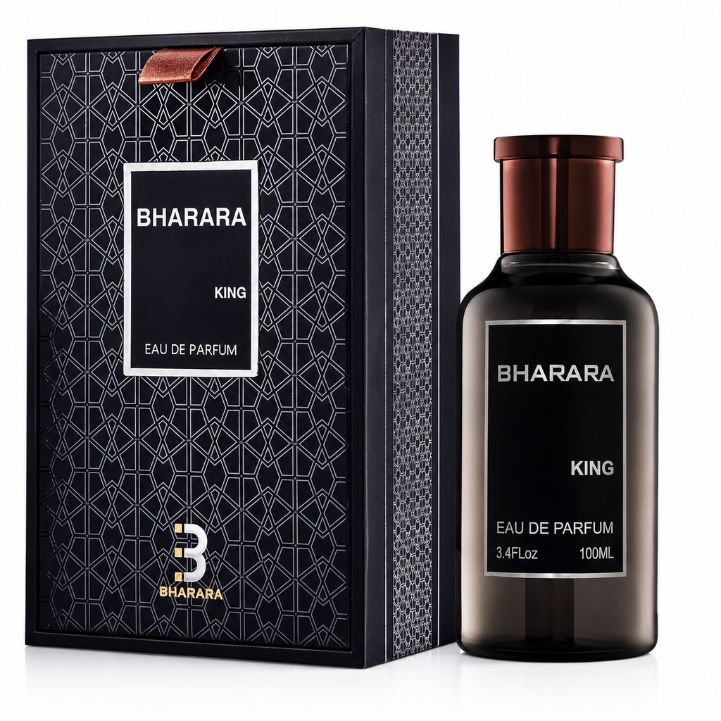 Bharara King Eau de Parfum for Men, 3.4 Oz / 100ml, Woody Spicy Fragrance, Long Lasting Cologne with Premium Travel Spray, Luxury Men's Perfume