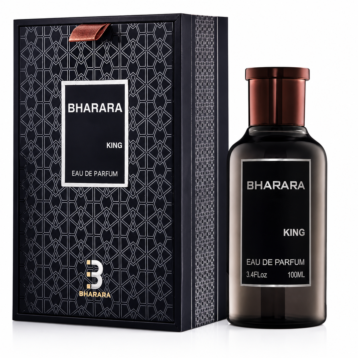 Bharara King Eau de Parfum for Men, 3.4 Oz / 100ml, Woody Spicy Fragrance, Long Lasting Cologne with Premium Travel Spray, Luxury Men's Perfume