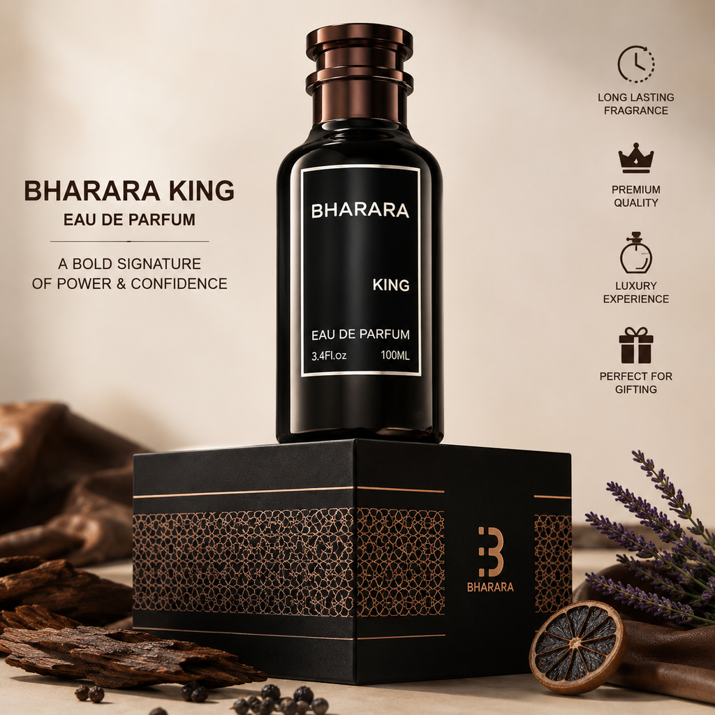 Bharara King Eau de Parfum for Men, 3.4 Oz / 100ml, Woody Spicy Fragrance, Long Lasting Cologne with Premium Travel Spray, Luxury Men's Perfume
