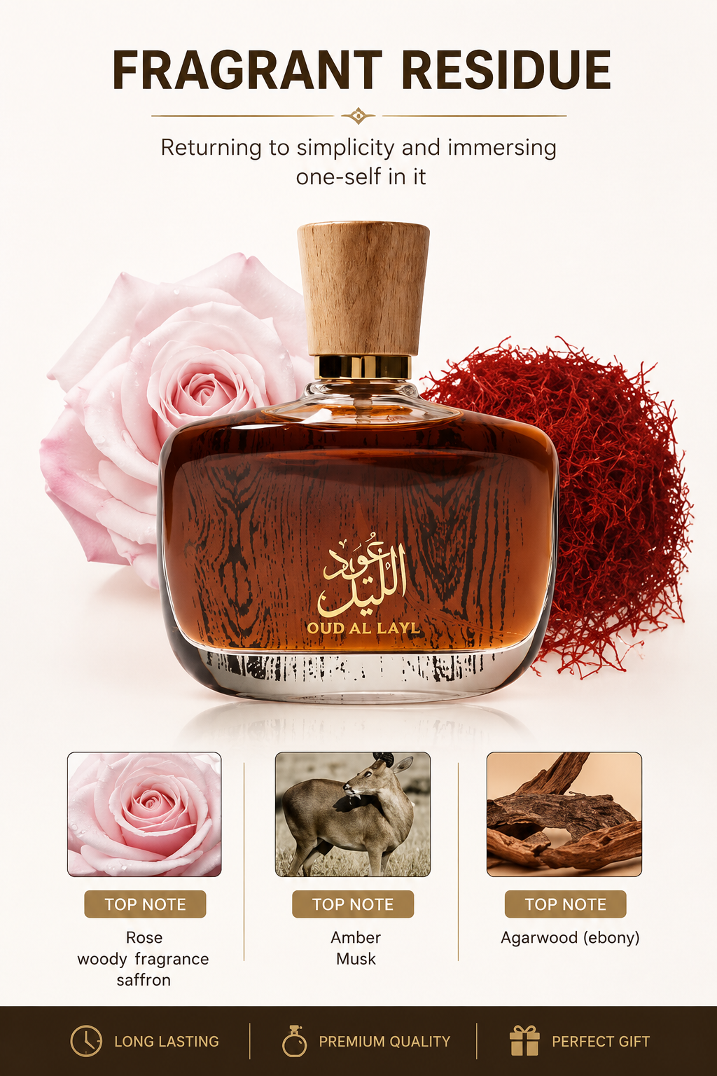Arabic Sandalwood Perfume for Men, Classic Agarwood & Musk Fragrance, Long Lasting Woody Eau de Parfum, Elegant Arabian Cologne for Daily Wear & Special Occasions, 50ml